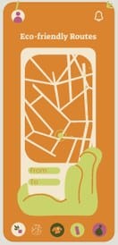 App screen: eco-friendly routes map with From and To fields