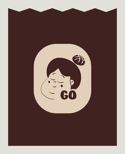 Dark brown paper bag with the GO mark on a cream panel