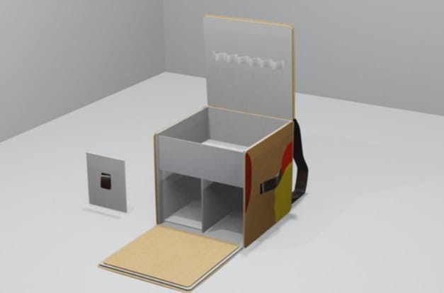Blender render of the open station showing inner shelves