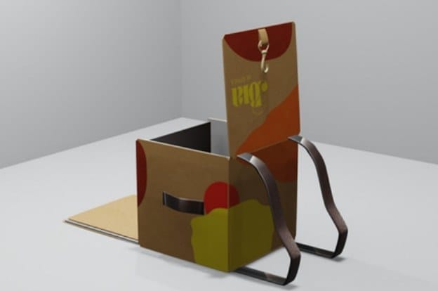 Blender render of the station with lid raised and strap attached