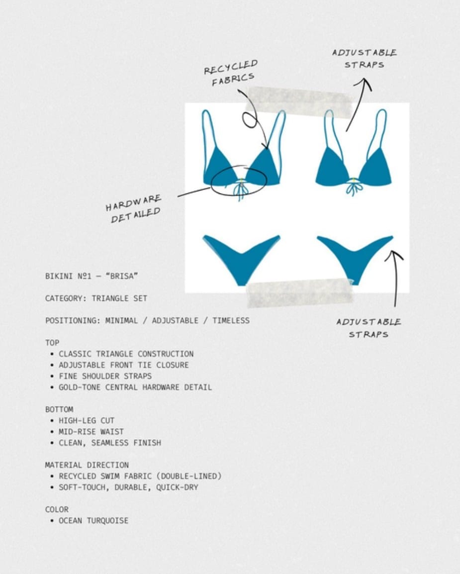 Technical sheet for the teal triangle set with construction notes